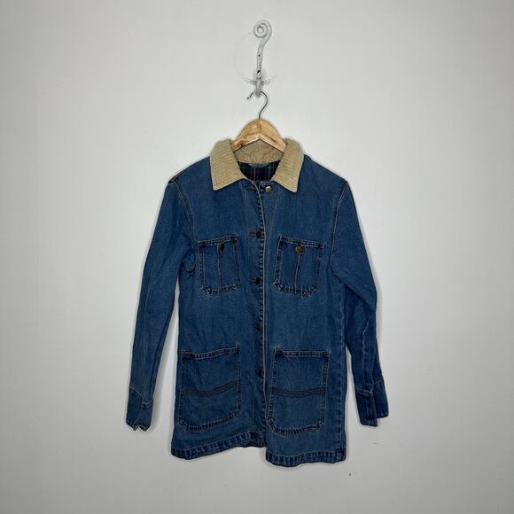 Vintage 1990s Outbrook xs small denim chore coat jacket - Picture 4 of 8